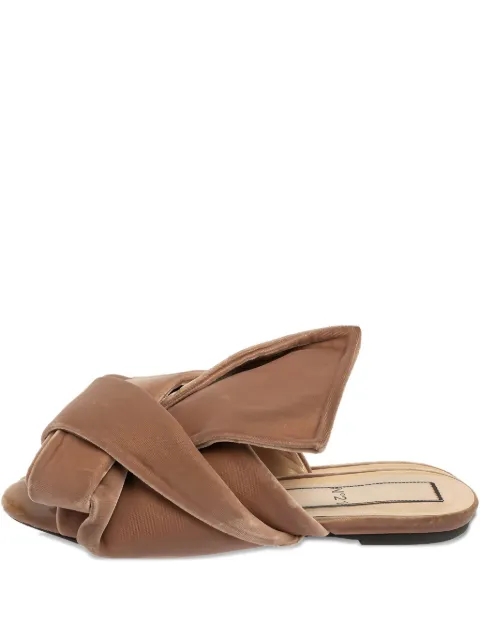 Nº21 Pre-owned knotted velvet slide sandals Neutrals 487199