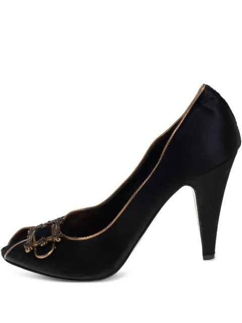 Le Silla 95mm peep-toe buckle-detail pumps Black 445536