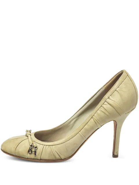 Christian Dior Pre-Owned 90mm ruched leather pumps Neutrals 446039