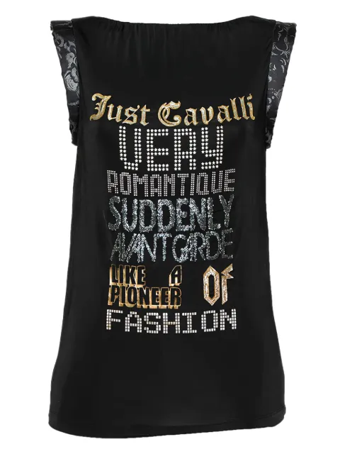 Just Cavalli Vintage sequin-embellished graphic top Black 457905