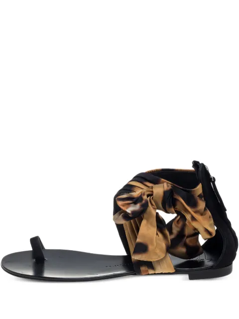 Giuseppe Zanotti Vintage Pre-owned leopard-print knotted flat sandals Black 396455