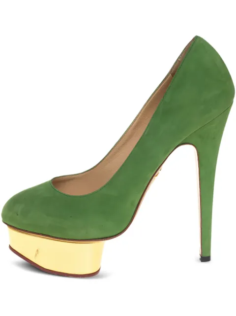 Charlotte Olympia Pre-owned 140mm suede platform pumps Green 433647