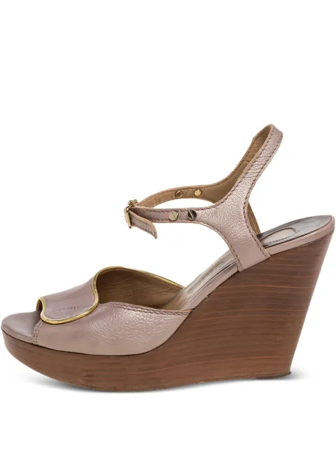 Chloé Pre-Owned 100mm leather heeled sandals Neutrals 376128