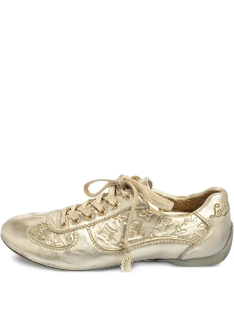Louis Vuitton Pre-Owned leather lace-up sneakers Gold 498417