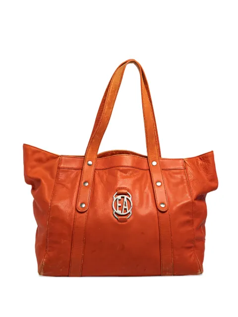 Emporio Armani Pre-Owned logo-appliqué leather tote bag Orange 486960