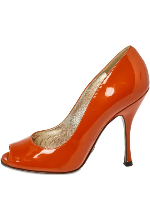 Dolce & Gabbana Pre-Owned patent leather peep-toe pumps Orange 368486