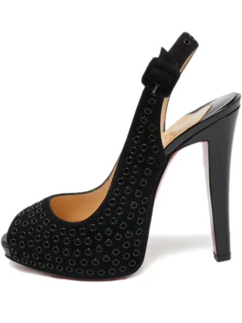 Christian Louboutin Pre-Owned 2024 130mm Aicha eyelet slingback pumps Black 760475