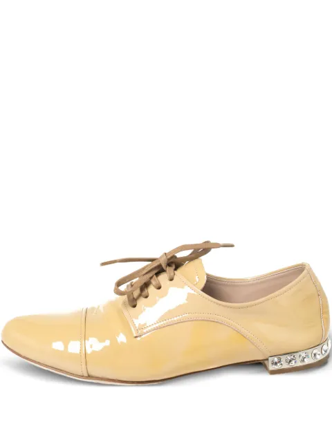 Miu Miu Pre-Owned crystal-embellished derby shoes Neutrals 365849