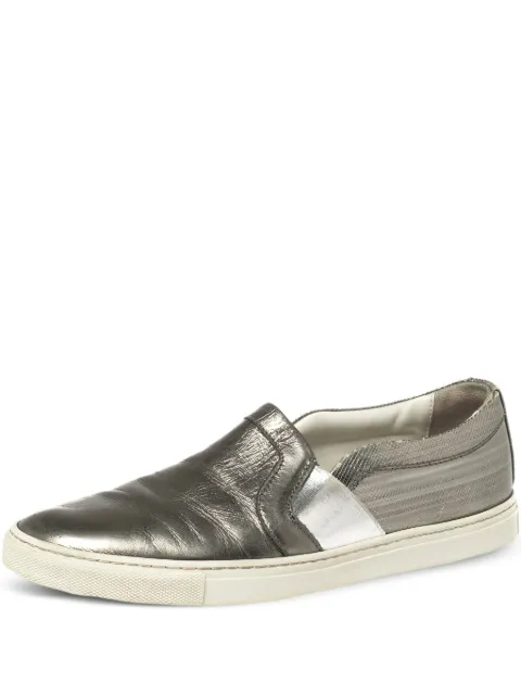 Lanvin Pre-Owned leather slip-on sneakers Grey 367578