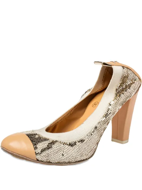 CHANEL Pre-Owned 75mm sequin-embellished pumps Neutrals 461288