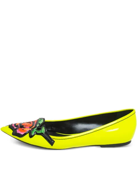 Louis Vuitton Pre-Owned floral-appliqué ballet flats Yellow 405245
