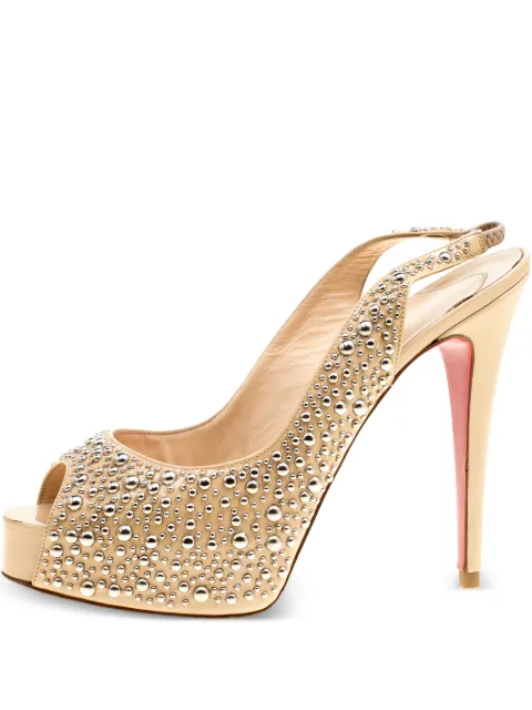 Christian Louboutin Pre-Owned stud-embellished heeled sandals Neutrals 163629