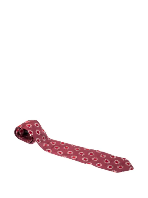 BOSS floral-embroidery silk tie Red 210298