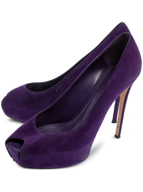 Gianvito Rossi 125mm platform peeptoe pumps Purple 401363