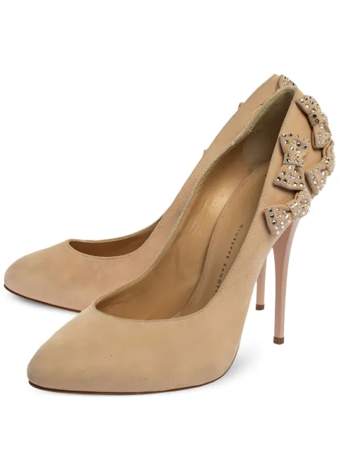 Giuseppe Zanotti Vintage 120mm bow-detail suede pumps Neutrals 360741