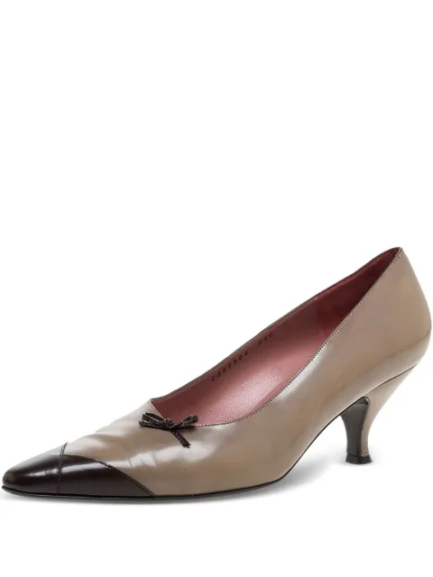 Ferragamo Pre-Owned 70mm leather bow-detail pumps Brown 326180