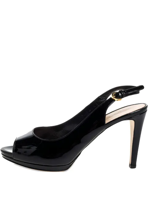 Sergio Rossi Vintage 95mm leather slingback sandals Black 375370
