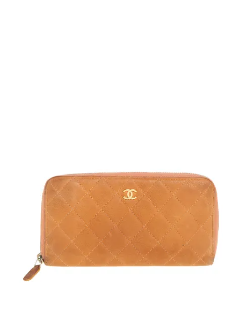CHANEL Pre-Owned suede quilted wallet Orange 426227