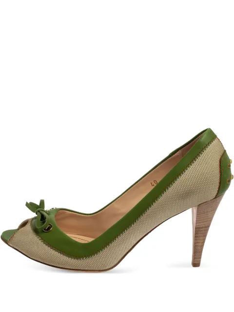 Tod's Vintage 90mm pre-owned peep-toe bow-detail sandals Neutrals 396277