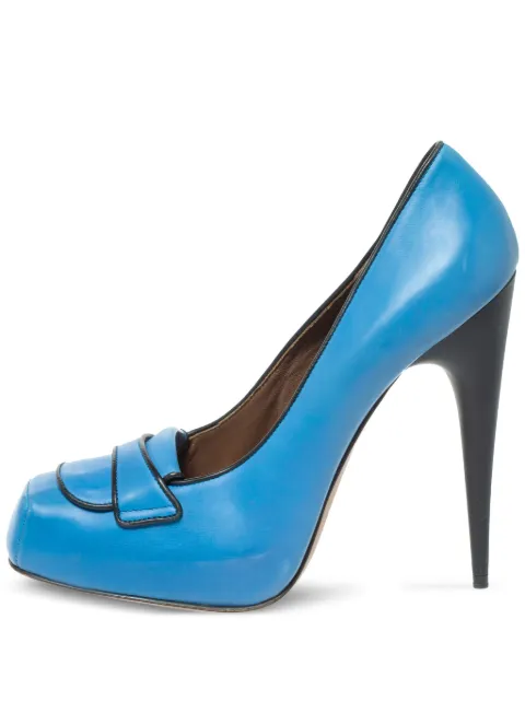 Marni Pre-Owned 135mm platform leather pumps Blue 335897