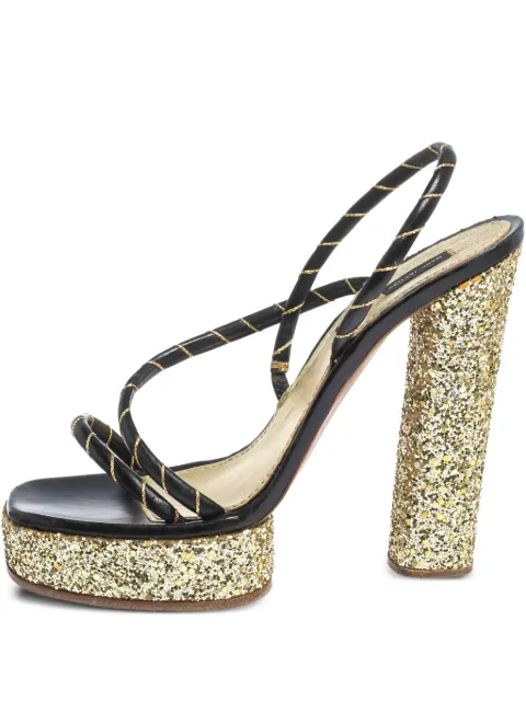 Marc Jacobs Vintage pre-owned 140mm glitter-embellished platform sandals Black 296388
