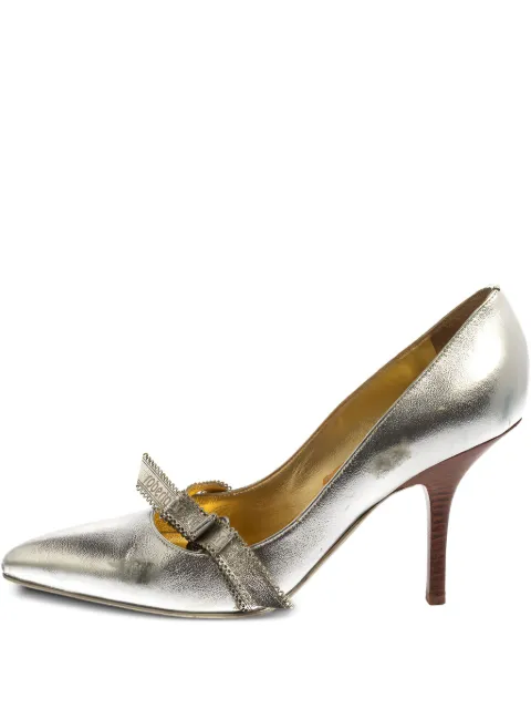 Roberto Cavalli Vintage 100mm metallic leather pointed-toe pumps Silver 392341