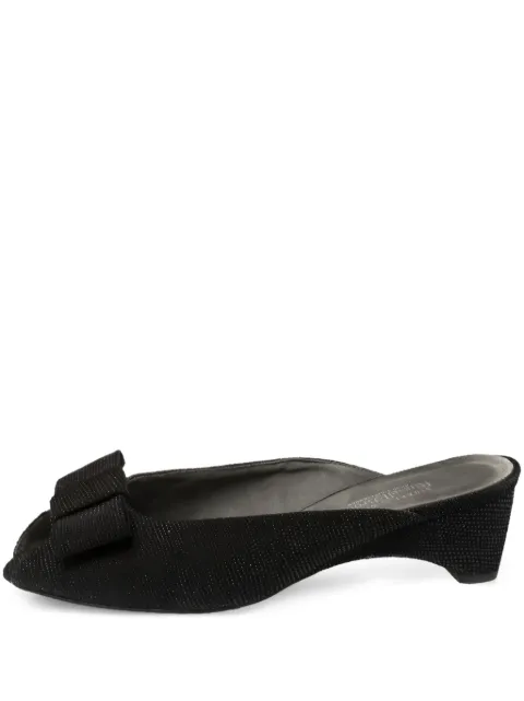 Stuart Weitzman bow block-heel slides Black 366739