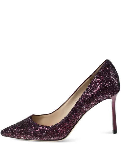 Jimmy Choo Pre-Owned 85mm glitter-embellishment pumps Purple 230011