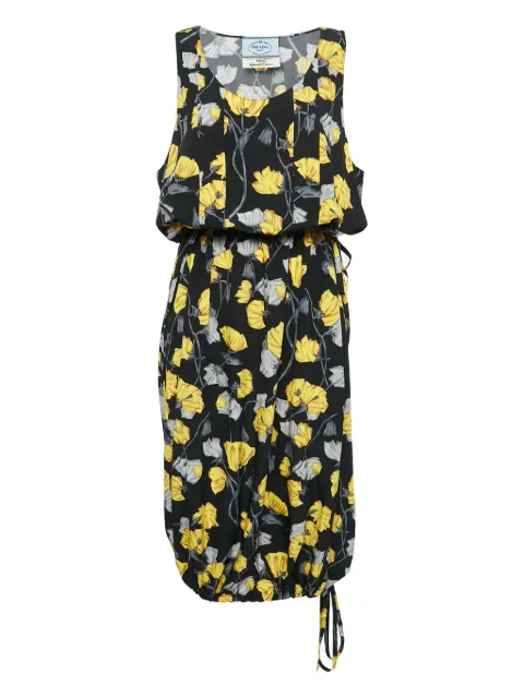 Prada Pre-Owned floral-print silk dress Black 1092051