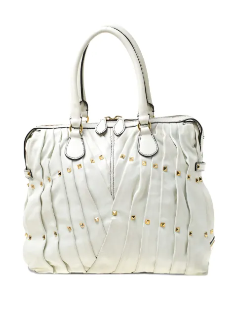 Valentino Garavani Pre-Owned pleated studed tote bag White 213289
