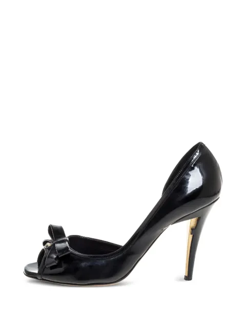 Fendi Pre-Owned 105mm patent leather bow pumps Black 335434