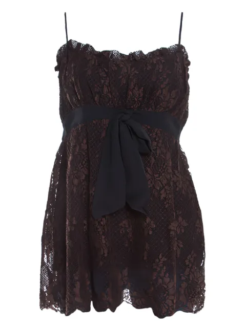 Escada Pre-Owned bow-detail lace top Brown 201085
