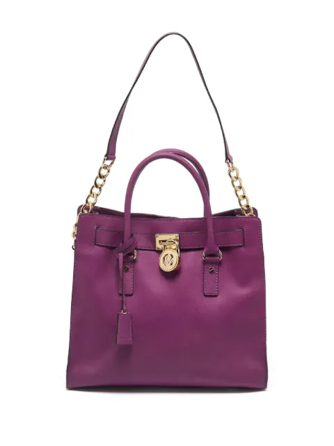 Michael Kors Vintage Pre-owned leather Lock tote bag Purple 1097298