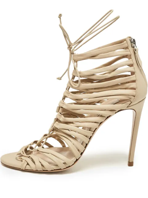 Casadei Vintage pre-owned 110mm strappy lace-up stiletto sandals Neutrals 1052168