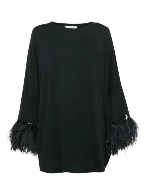 Valentino Garavani Pre-Owned feather-detail cotton top Black 1089224