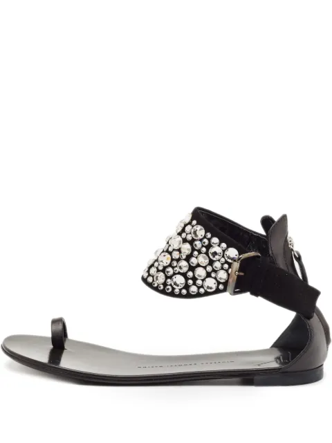Giuseppe Zanotti Vintage crystal-embellished flat sandals Black 1092952
