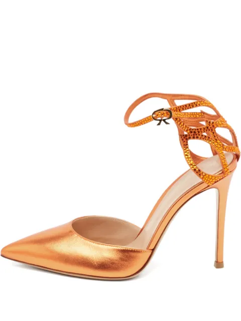 Gianvito Rossi Pre-owned 110mm crystal-embellished sandals Orange 1084807