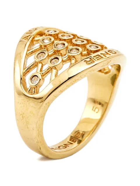 Aigner Vintage crystal-embellished lattice ring Gold 1073615