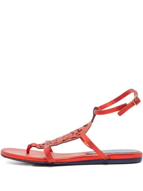Alexander McQueen Pre-Owned skull leather flat sandals Red 1049279