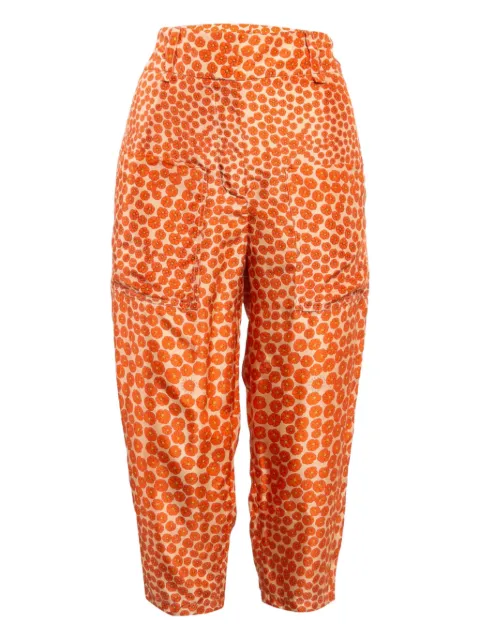 Stella McCartney Pre-Owned silk floral-print trousers Orange 1050313