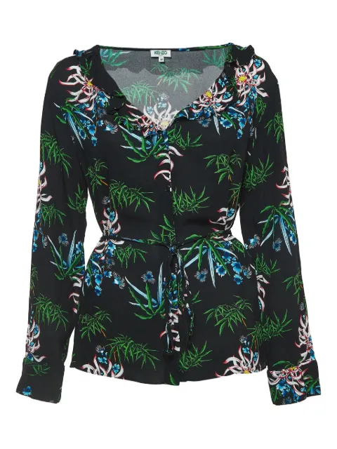 Kenzo Pre-Owned 2024 Floral Bamboo Viscose Top Black 912355