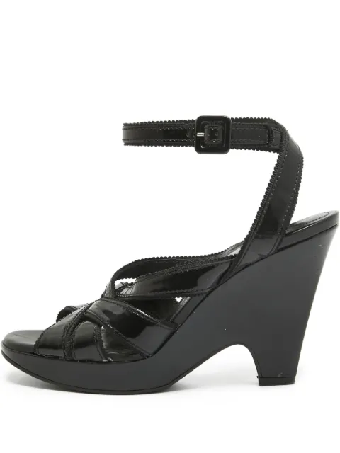 Tod's Vintage 105mm patent-leather wedge sandals Black 970588