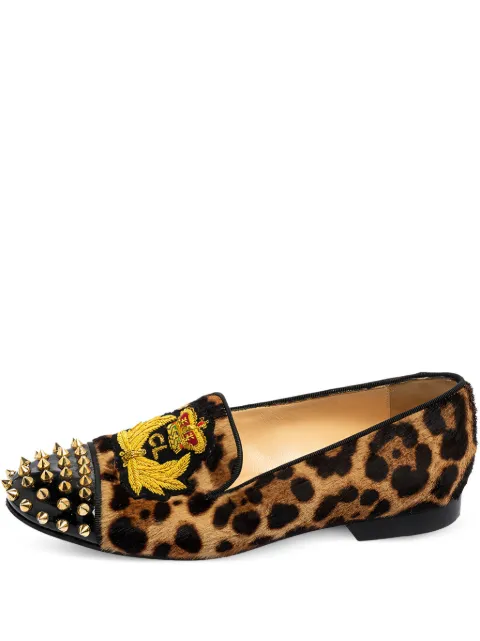 Christian Louboutin Pre-Owned leopard-print loafers Brown 571423