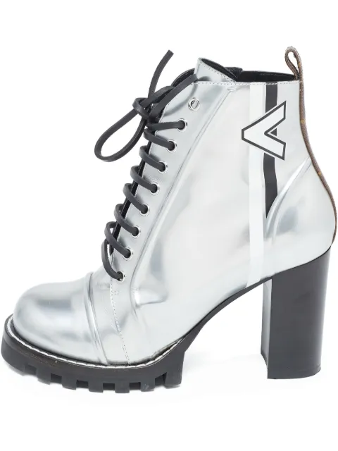 Louis Vuitton Pre-Owned 120mm leather ankle boots Silver 917958