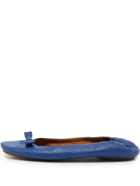 Fendi Pre-Owned logo-lettering leather ballet flats Blue 926397