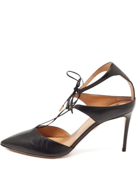 Aquazzura pre-owned leather lace-up pumps Black 894715