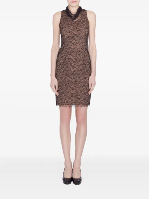 Vera Wang pre-owned cowl-neck lace mini dress Black 203612