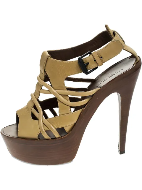 Bottega Veneta Pre-Owned 145mm leather heeled sandals Neutrals 243372