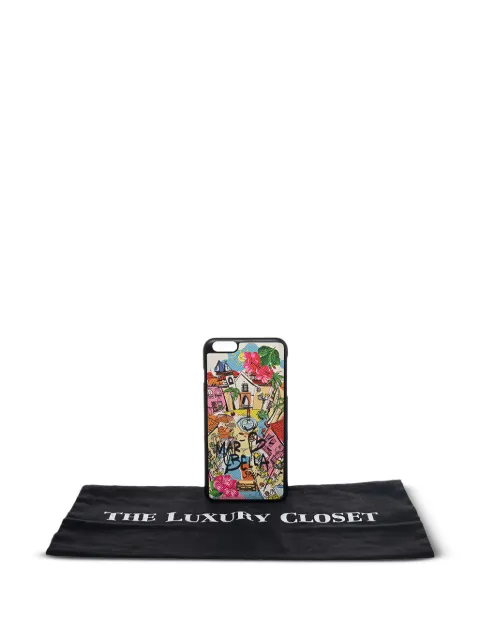 Dolce & Gabbana Pre-Owned graphic-print leather iPhone 6/6S case Blue 487943