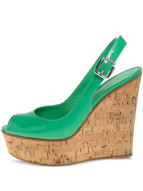 Gianvito Rossi patent leather wedge sandals Green 447771